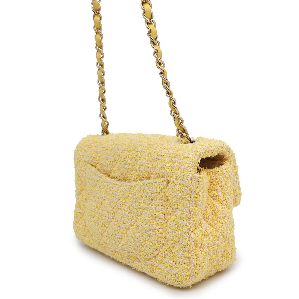 CHANEL Mini Matelasse ChainShoulder YellowA69900 Tweed Size 20