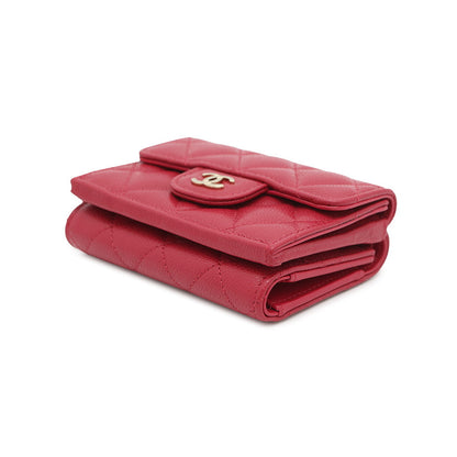 CHANEL Matelasse Classic Small Flap Wallet Pink redAP0230 Caviar Leather