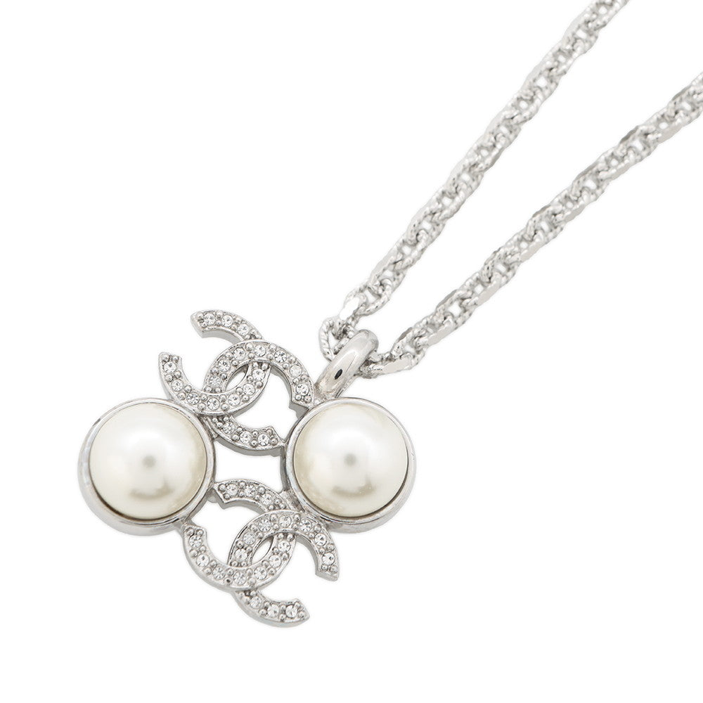 CHANEL CC Logo Faux Pearl  NecklaceABF723 Metal Faux Pearl  Rhinestone