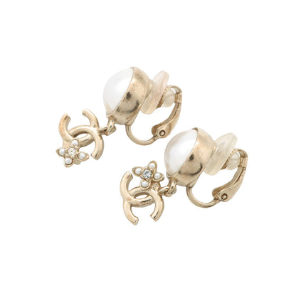 CHANEL Earring CC Logo PearlABC105 Metal Faux Pearl
