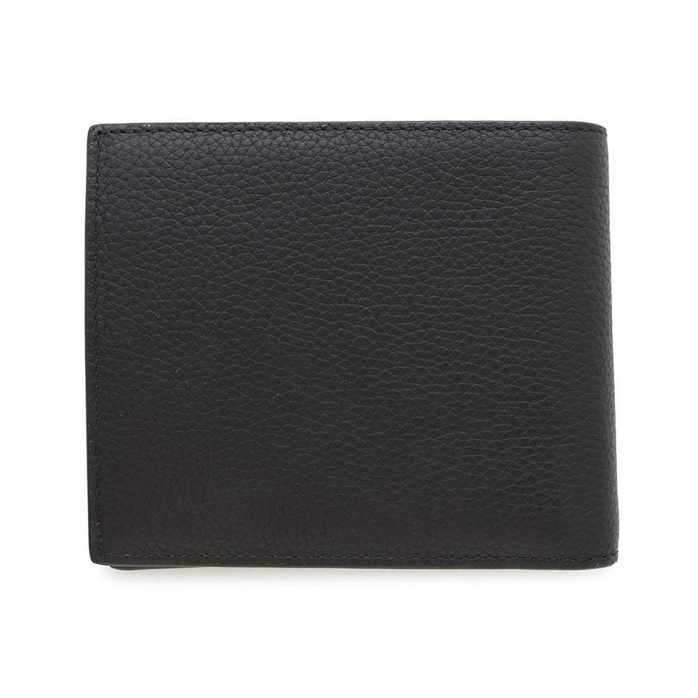 Dior Embroidered Logo Bifold Wallet Black Leather