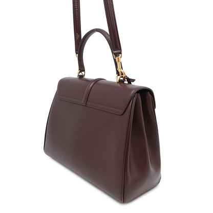 CELINE 16 SEISE 2WAY Handbag Bordeaux187373 Leather Size Medium