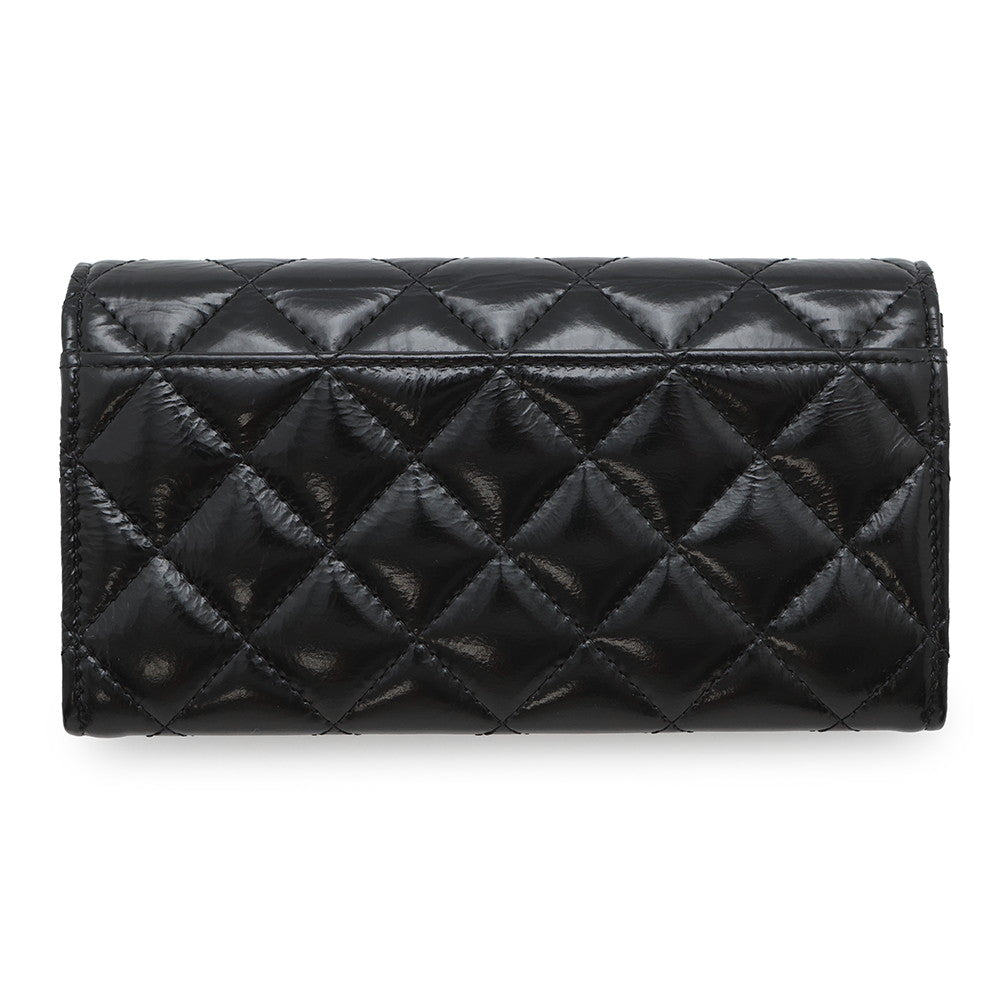 CHANEL Matelasse Long Wallet BlackAP4261 Shiny Calf Leather