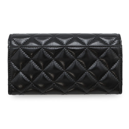CHANEL Matelasse Long Wallet BlackAP4261 Shiny Calf Leather