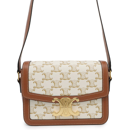 CELINE Teen Triomphe Shoulder Bag White188882BZ4.01BC PVC Calf Leather