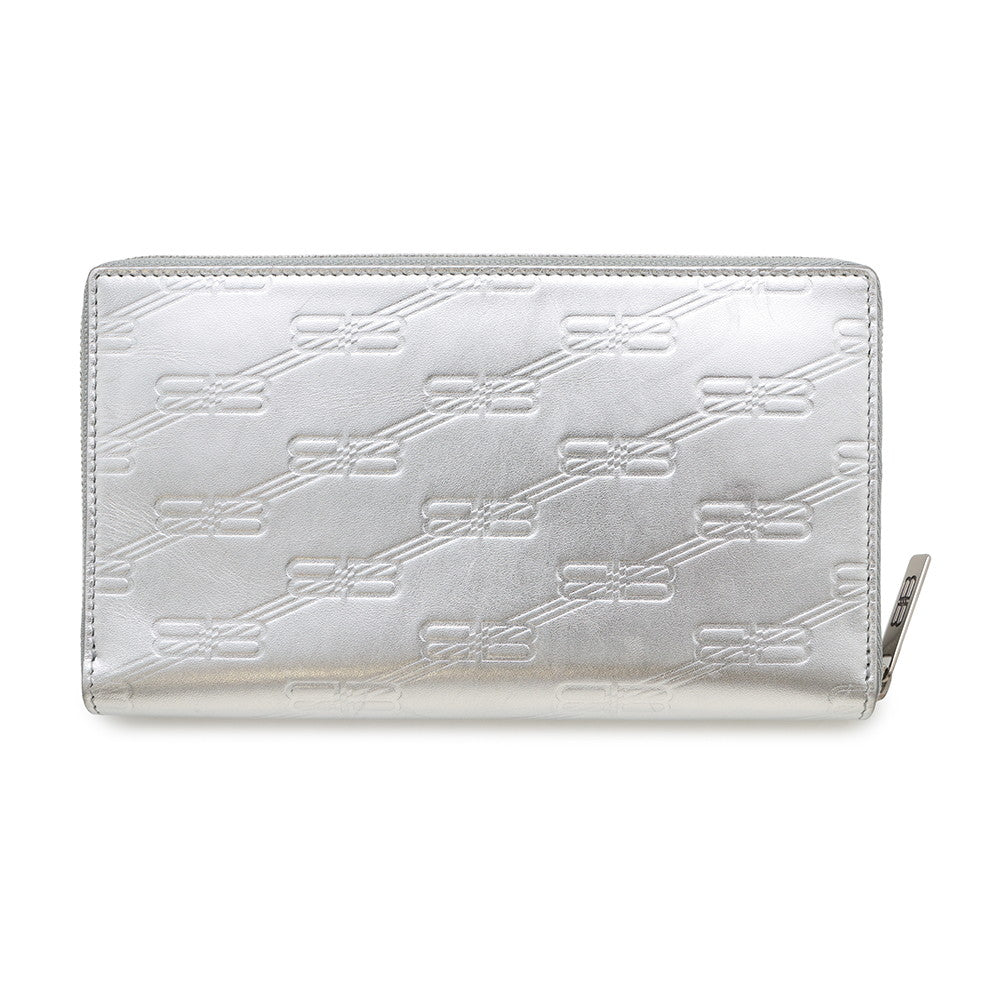 BALENCIAGA Zip Around Long Wallet Silver717787 Leather