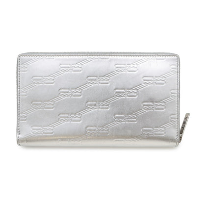BALENCIAGA Zip Around Long Wallet Silver717787 Leather