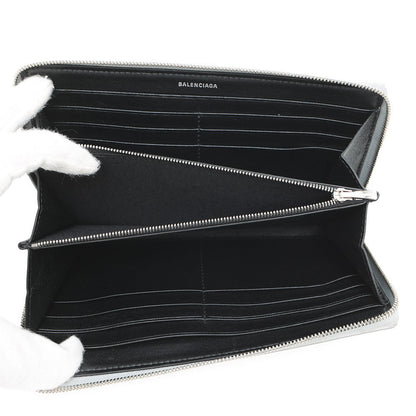 BALENCIAGA Zip Around Long Wallet Silver717787 Leather