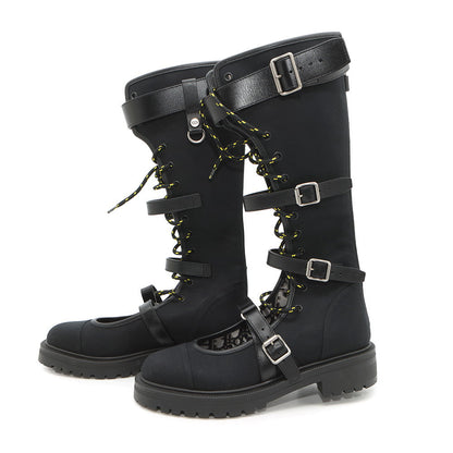Dior DIORANGER long boots Black Canvas Leather Size 38