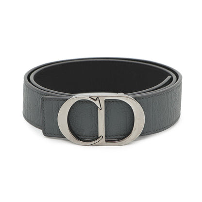Dior CD Icon Reversible Belt Gray Leather Size 80