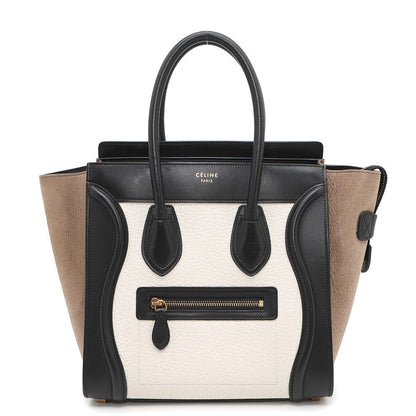 CELINE Luggage shopper White/Black/Gray167793 Leather Size micro