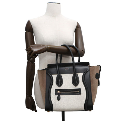 CELINE Luggage shopper White/Black/Gray167793 Leather Size micro