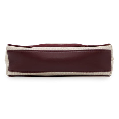 BALENCIAGA NavyCabas Natural/Bordeaux390346 Canvas Leather Size XS