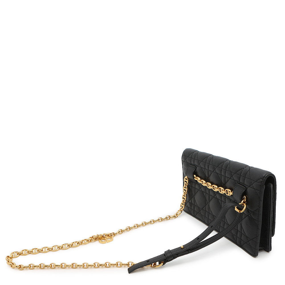 Dior Caro Canage Chain Wallet BlackS5134UWHC_M900 Leather