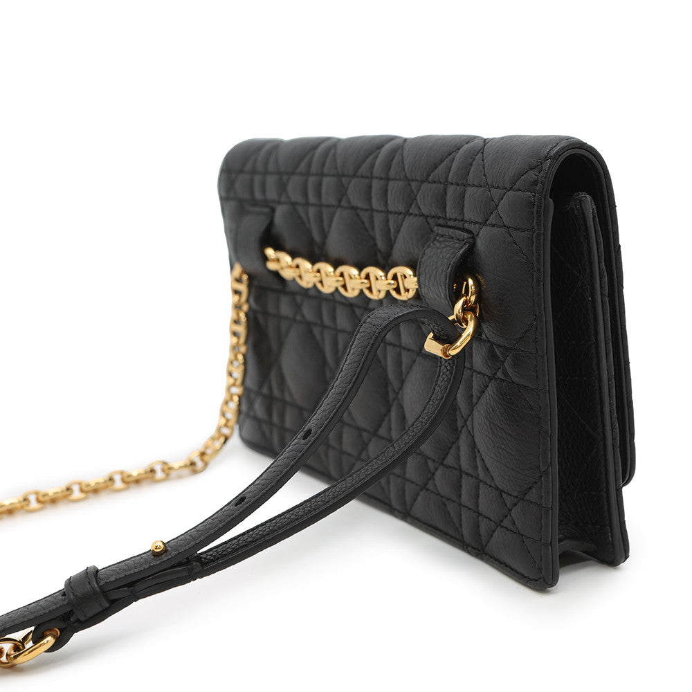 Dior Caro Canage Chain Wallet BlackS5134UWHC_M900 Leather