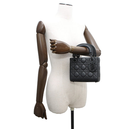 Dior Lady Dior Canage 2WAY Handbag BlackM0505SLOI Ultra Matt Calf Leather Size Mini