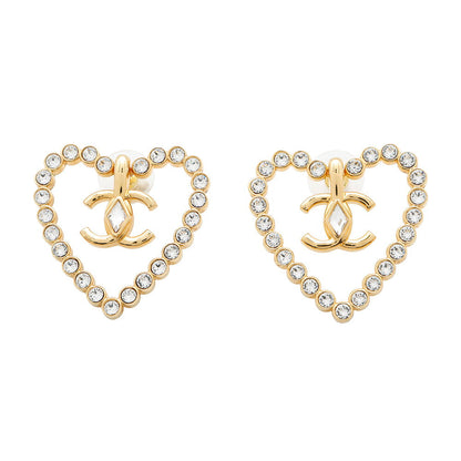 CHANEL Heart motif EarringsAB9926 Metal strass
