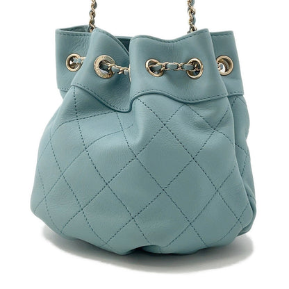 CHANEL Matelasse Drawstring ChainShoulder Bag PowderBlueAS1439 Lambskin