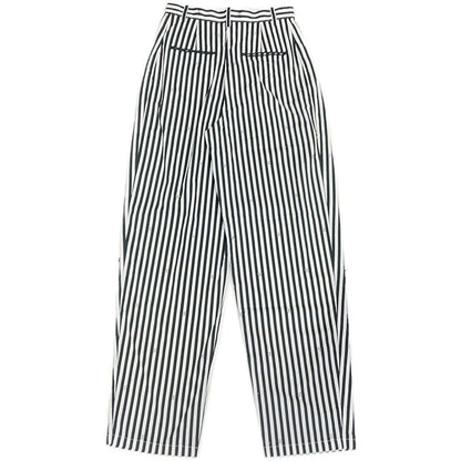 CHANEL Coco Beach Striped Pants Size 34 Black/WhiteP76233 Cotton 97% Polyurethane 3%