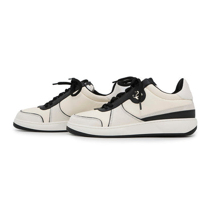 CHANEL CC Logo Low Cut Sneakers White/BlackG45212 Leather suede Size 38