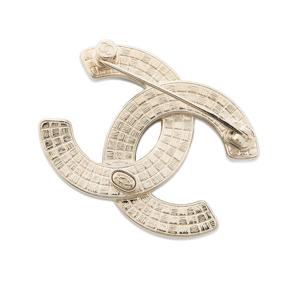CHANEL CC Logo Brooch White/BlackAB9974 Gold Plated