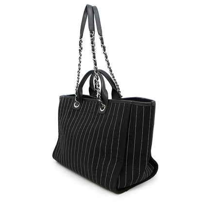 CHANEL Deauville 2WAY ChainTote Bag Black/WhiteA66941 Canvas Leather Size MM