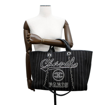 CHANEL Deauville 2WAY ChainTote Bag Black/WhiteA66941 Canvas Leather Size MM