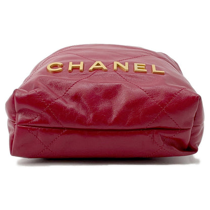 CHANEL CHANEL22 ChainShoulder Bag RedAS3980 Calf Leather Size Mini
