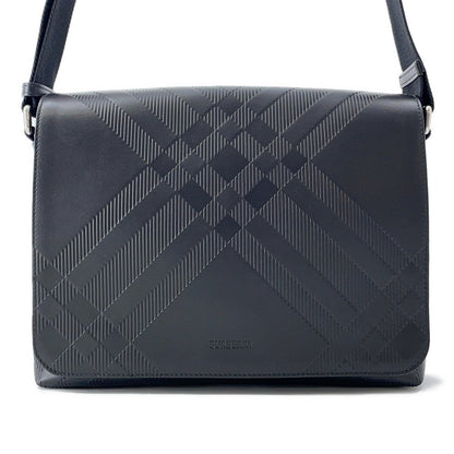 BURBERRY Embossed Check Messenger Bag Black81019221 Calf Leather