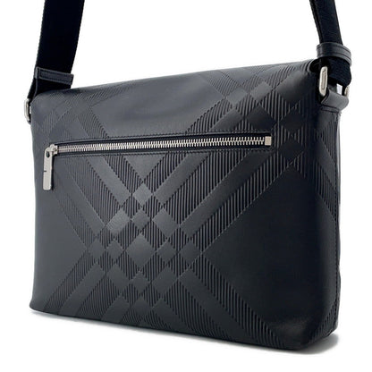 BURBERRY Embossed Check Messenger Bag Black81019221 Calf Leather