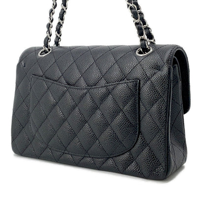 CHANEL Matelasse W Flap ChainShoulder Bag BlackA01113 Caviar Leather Size 23