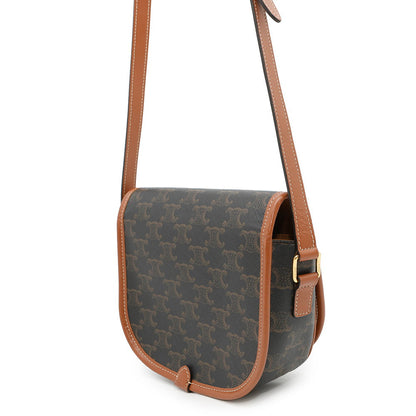 CELINE Triomphe Folco Shoulder Brown191502 PVC Leather Size Medium