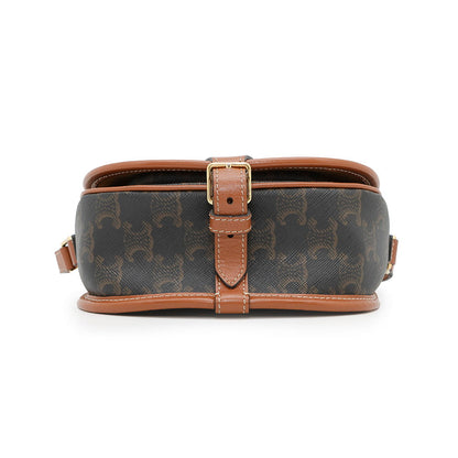 CELINE Triomphe Folco Shoulder Brown191502 PVC Leather Size Medium