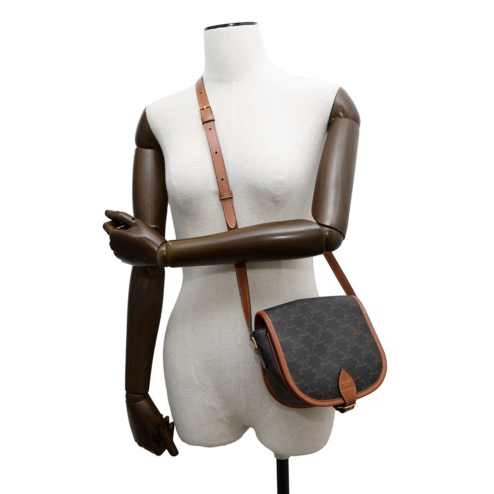 CELINE Triomphe Folco Shoulder Brown191502 PVC Leather Size Medium