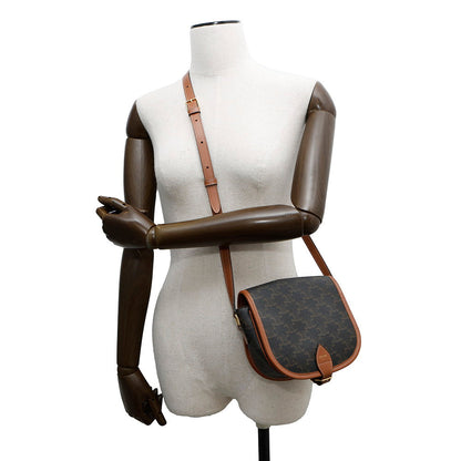 CELINE Triomphe Folco Shoulder Brown191502 PVC Leather Size Medium