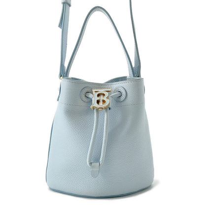 BURBERRY TB Bucket Drawstring Shoulder Bag Light Blue8070635 Leather Size Mini