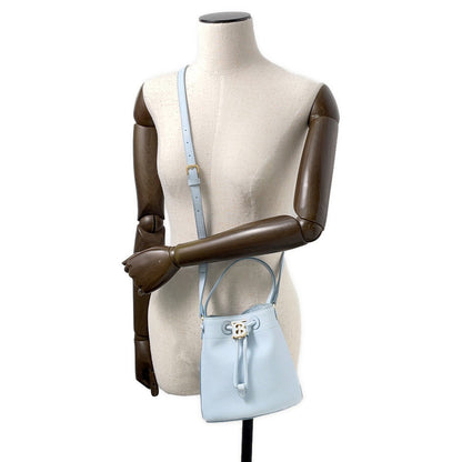BURBERRY TB Bucket Drawstring Shoulder Bag Light Blue8070635 Leather Size Mini