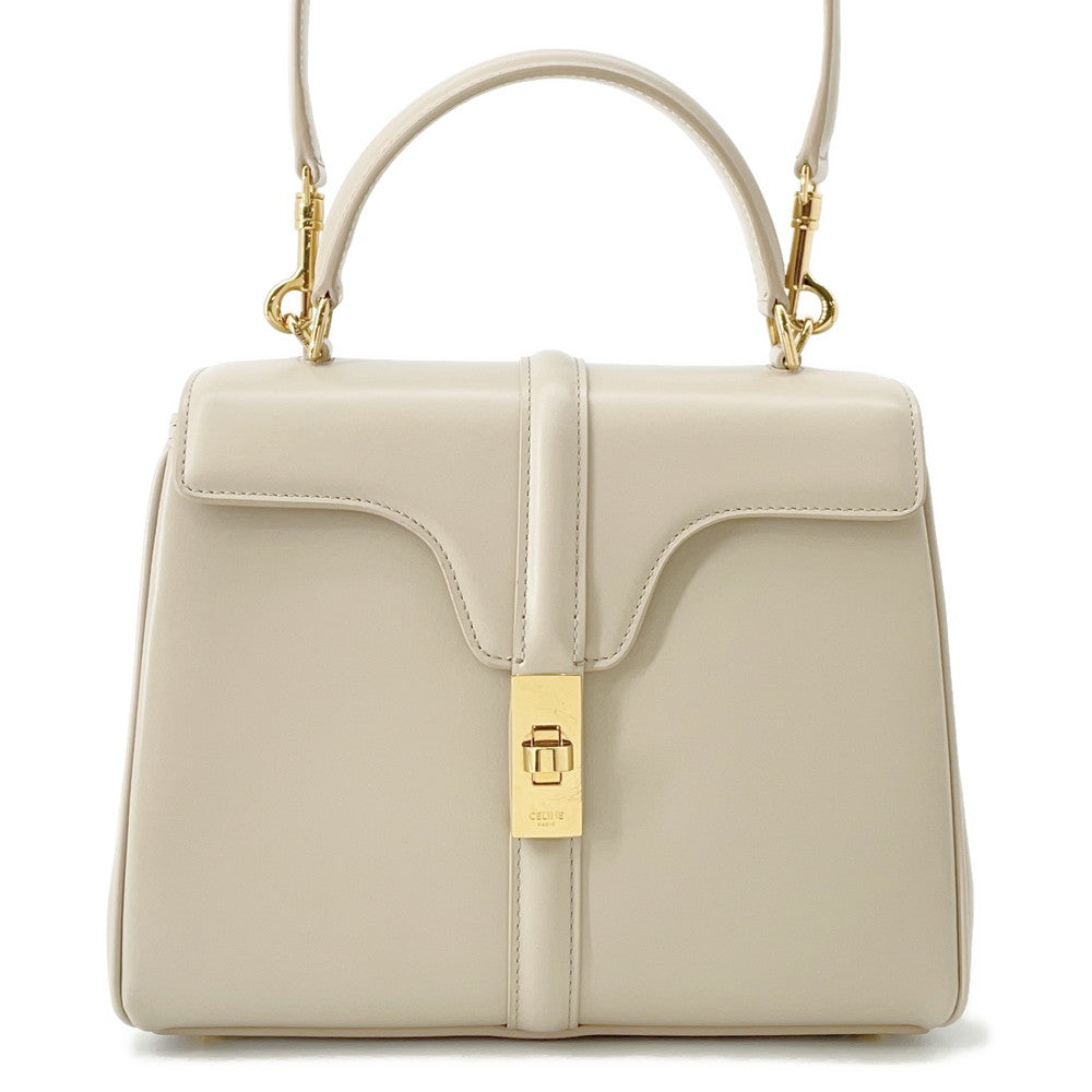 CELINE 16 SÃ¨ze Shoulder Bag Beige188003 Calf Leather Size Small