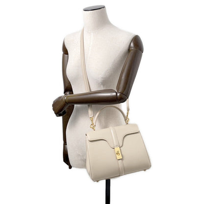 CELINE 16 SÃ¨ze Shoulder Bag Beige188003 Calf Leather Size Small