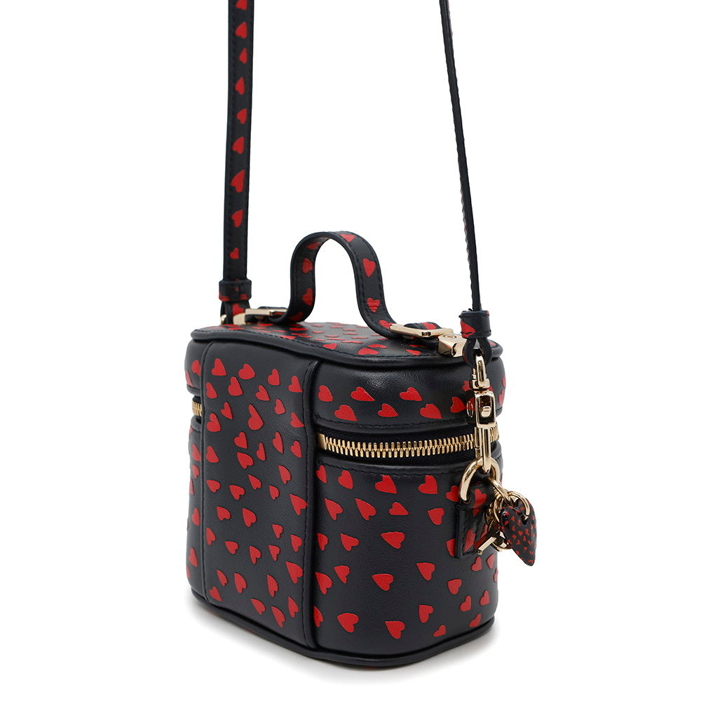 Dior Heart 2-Way Shoulder Vanity Pouch Navy/Red Leather