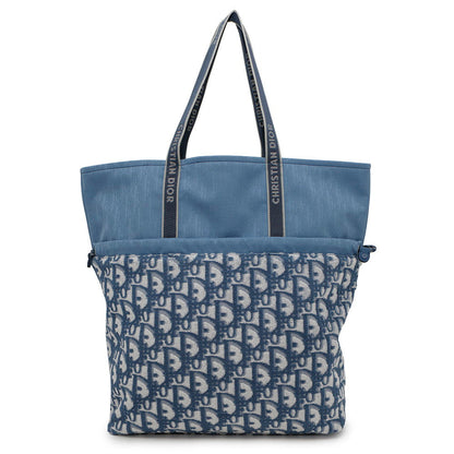 Dior Oblique Reversible Tote Bag Light Blue Canvas Pile