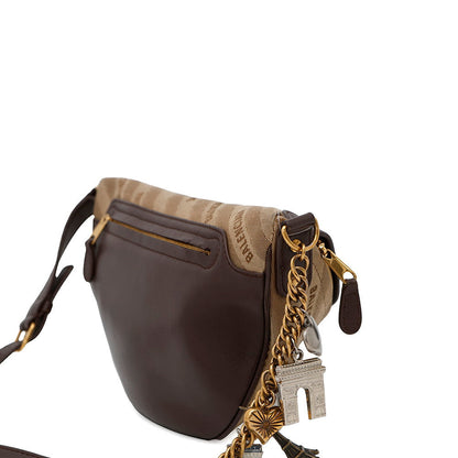 BALENCIAGA Souvenir Crossbody Bag Beige/Brown551550 Canvas Leather Size XS