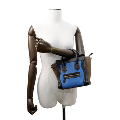 CELINE Luggage shopper Blue/Beige/Black168243 Suede leather Size Nano