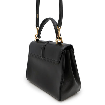 CELINE 16 SEISE 2WAY Handbag Black188003 Calf Leather Size Small