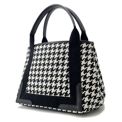 BALENCIAGA Navy Kabas White/Black339933 Canvas Leather Size S