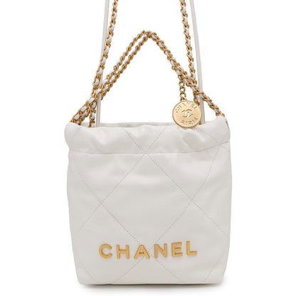 CHANEL CHANEL22 ChainShoulder Bag WhiteAS3980 Shiny Calf Leather Size Mini