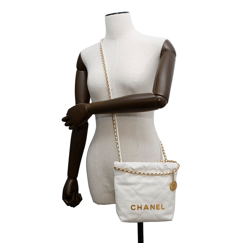 CHANEL CHANEL22 ChainShoulder Bag WhiteAS3980 Shiny Calf Leather Size Mini