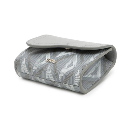 Dior CDDiamond Saddle Card Case Gray Leather PVC