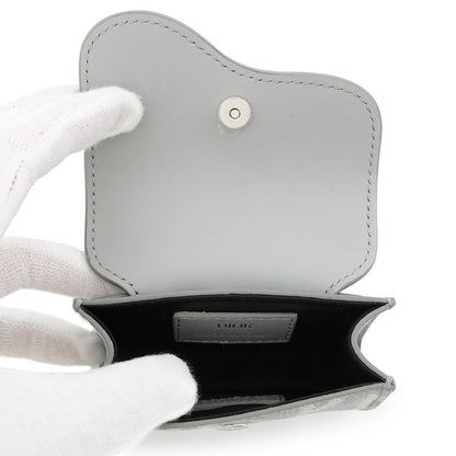 Dior CDDiamond Saddle Card Case Gray Leather PVC