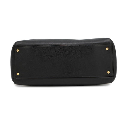 CHANEL CC Logo Chain Travel Bag Black Caviar Leather